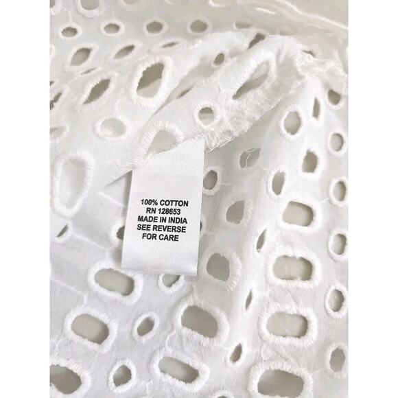 Calypso~Woman Size S~White 100 % Cotton Button-Up Shirt Blouse Shirt Sleeve NWT. - Picture 7 of 16